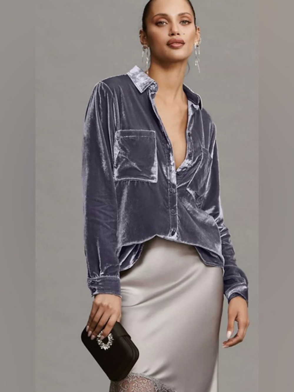 Pilcro Relaxed Velvet Buttondown Shirt